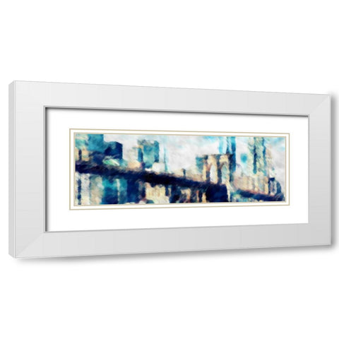 City Blue Impression White Modern Wood Framed Art Print with Double Matting by Taylor, Evangeline