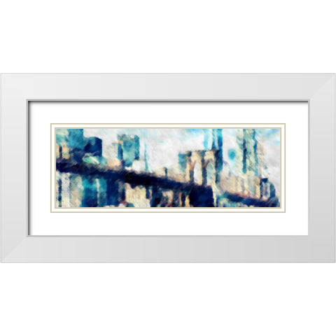 City Blue Impression White Modern Wood Framed Art Print with Double Matting by Taylor, Evangeline