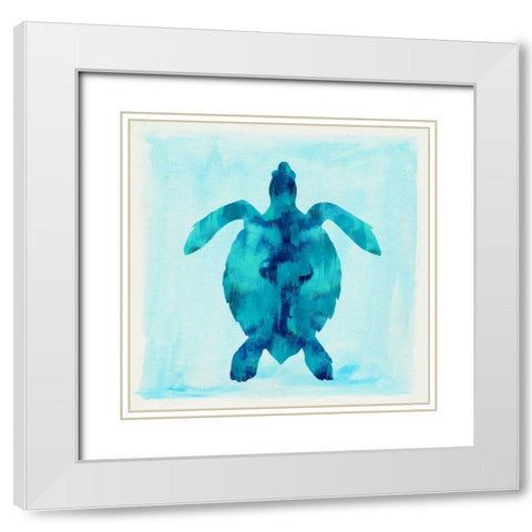 Tropical Sea Turtle White Modern Wood Framed Art Print with Double Matting by Taylor, Evangeline