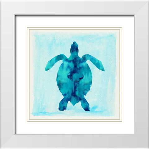 Tropical Sea Turtle White Modern Wood Framed Art Print with Double Matting by Taylor, Evangeline