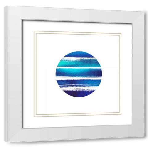 Circular Blues White Modern Wood Framed Art Print with Double Matting by Taylor, Evangeline