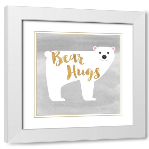 Bear Hugs White Modern Wood Framed Art Print with Double Matting by Taylor, Evangeline
