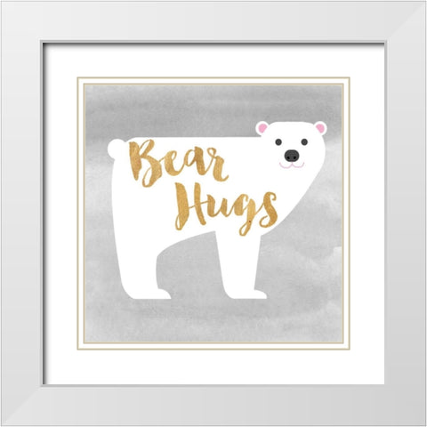 Bear Hugs White Modern Wood Framed Art Print with Double Matting by Taylor, Evangeline