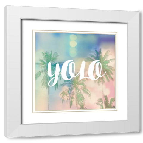 YOLO White Modern Wood Framed Art Print with Double Matting by Taylor, Evangeline