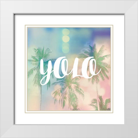 YOLO White Modern Wood Framed Art Print with Double Matting by Taylor, Evangeline