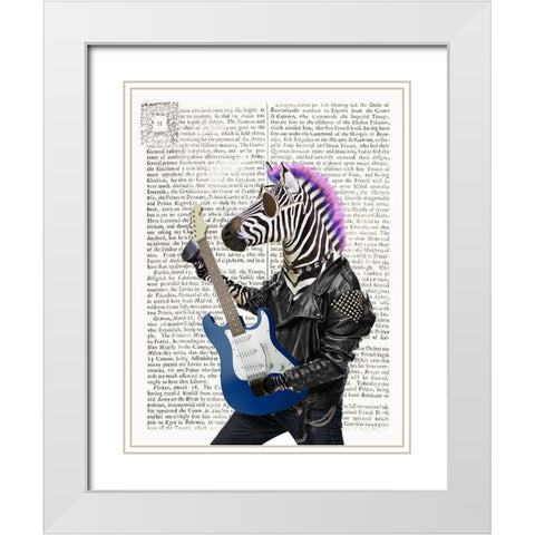 Rockn Zebra White Modern Wood Framed Art Print with Double Matting by Taylor, Evangeline