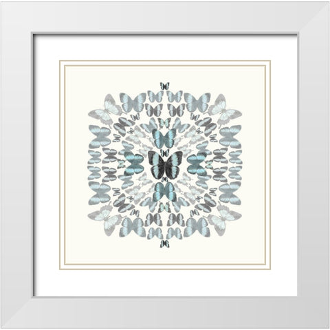 Butterfly Kaleidoscope White Modern Wood Framed Art Print with Double Matting by Taylor, Evangeline