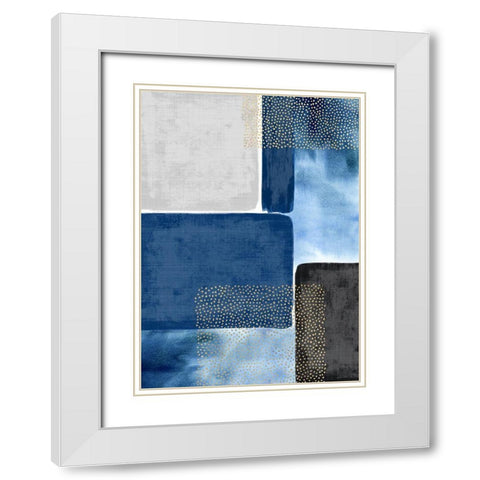 Shape and Texture Blue White Modern Wood Framed Art Print with Double Matting by Taylor, Evangeline