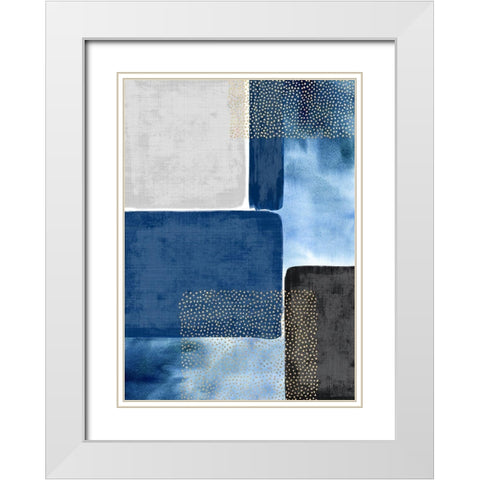 Shape and Texture Blue White Modern Wood Framed Art Print with Double Matting by Taylor, Evangeline