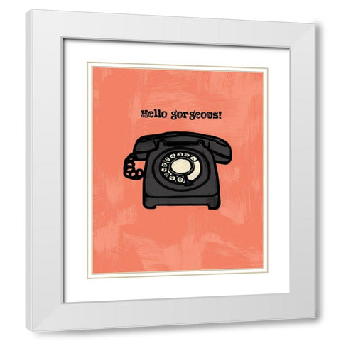 HELLO GORGEOUS INK SKETCH White Modern Wood Framed Art Print with Double Matting by Valentina, Valentina