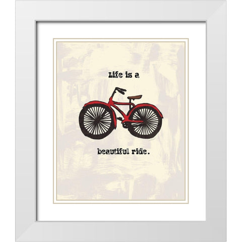 BEAUTIFUL RIDE INK SKETCH White Modern Wood Framed Art Print with Double Matting by Valentina, Valentina