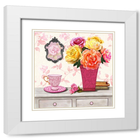 Parisian In Pink 1 White Modern Wood Framed Art Print with Double Matting by Art Atelier Alliance