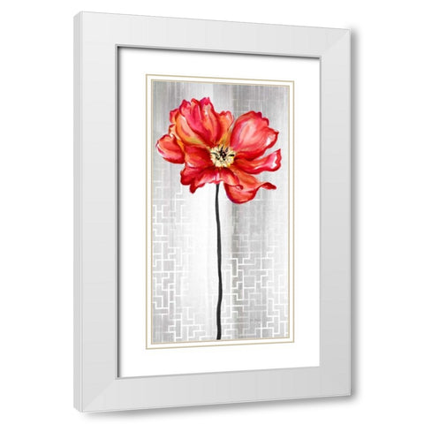 Metropolitan Flower White Modern Wood Framed Art Print with Double Matting by Art Atelier Alliance