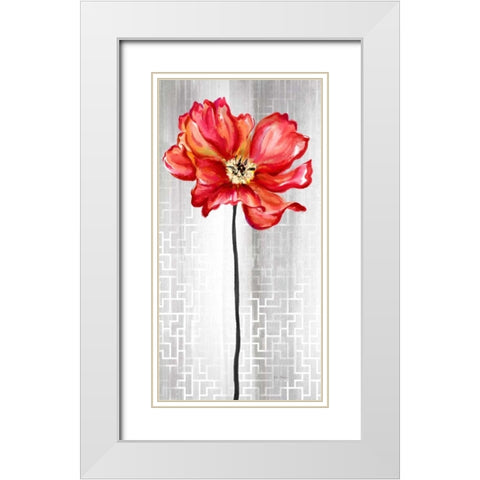 Metropolitan Flower White Modern Wood Framed Art Print with Double Matting by Art Atelier Alliance