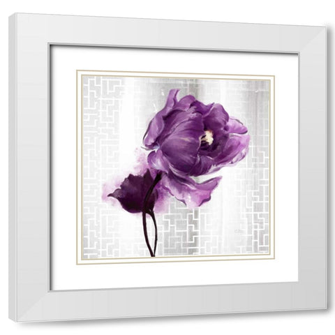 Exquisite Spring Tulip White Modern Wood Framed Art Print with Double Matting by Art Atelier Alliance
