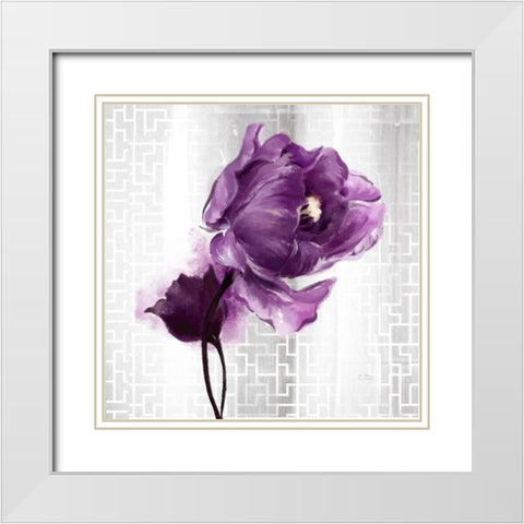 Exquisite Spring Tulip White Modern Wood Framed Art Print with Double Matting by Art Atelier Alliance