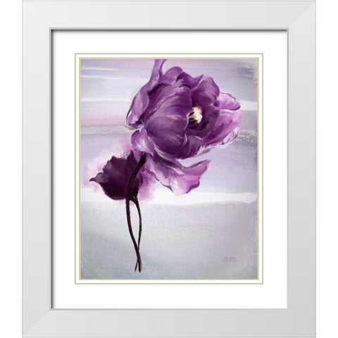 Exquisite Tulip White Modern Wood Framed Art Print with Double Matting by Art Atelier Alliance