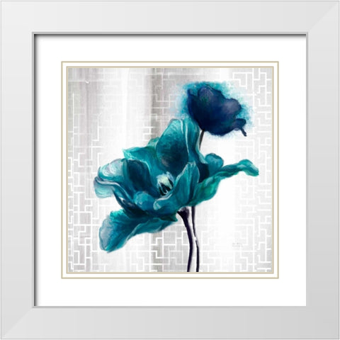 Ethereal Spring Turquoise Tulip White Modern Wood Framed Art Print with Double Matting by Art Atelier Alliance