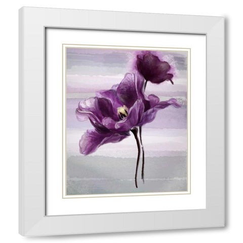 Ethereal Tulip White Modern Wood Framed Art Print with Double Matting by Art Atelier Alliance