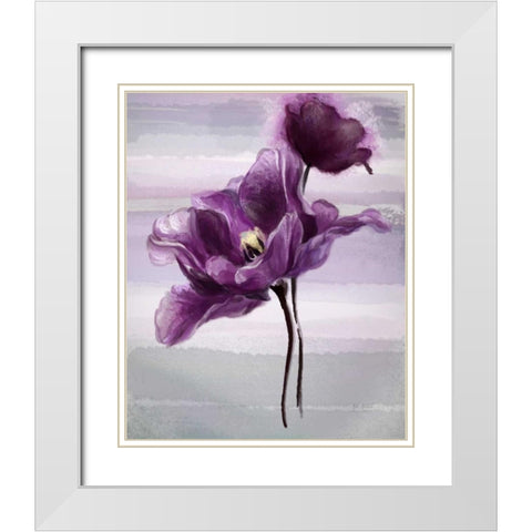 Ethereal Tulip White Modern Wood Framed Art Print with Double Matting by Art Atelier Alliance