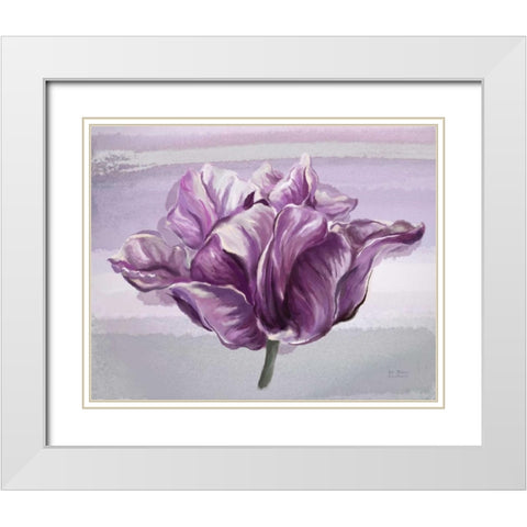 Awash In Plum Floral White Modern Wood Framed Art Print with Double Matting by Art Atelier Alliance