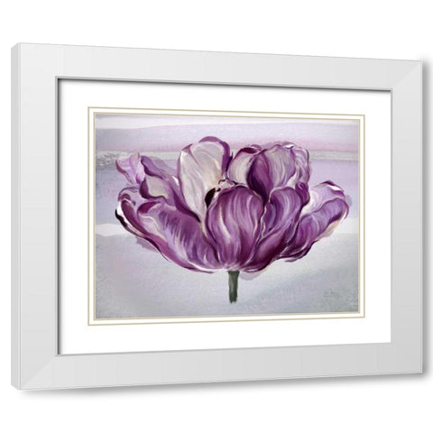 Awash In Plum Tulip White Modern Wood Framed Art Print with Double Matting by Art Atelier Alliance