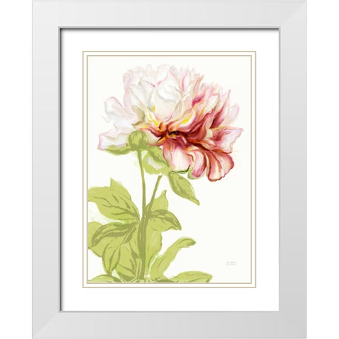 Blushing Peony 1 White Modern Wood Framed Art Print with Double Matting by Art Atelier Alliance