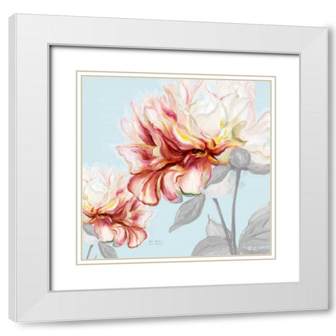 Blushing Peony Square 1 White Modern Wood Framed Art Print with Double Matting by Art Atelier Alliance