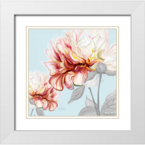 Blushing Peony Square 1 White Modern Wood Framed Art Print with Double Matting by Art Atelier Alliance