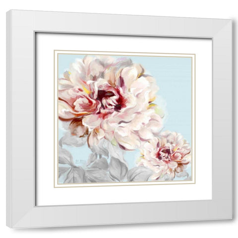 Blushing Peony Square 2 White Modern Wood Framed Art Print with Double Matting by Art Atelier Alliance