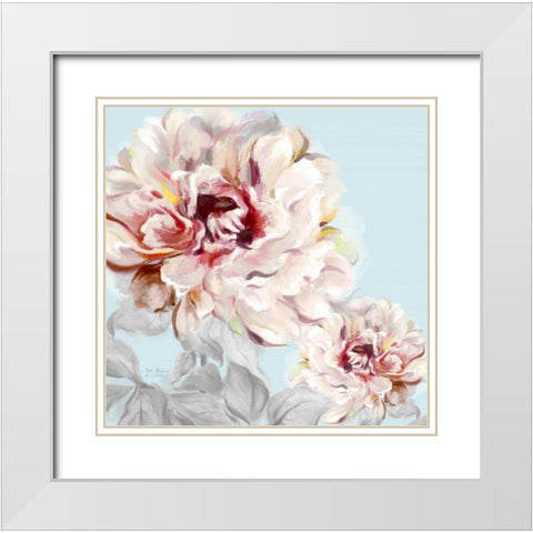 Blushing Peony Square 2 White Modern Wood Framed Art Print with Double Matting by Art Atelier Alliance