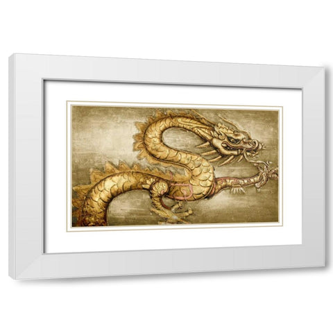 Golden Dragon White Modern Wood Framed Art Print with Double Matting by Art Atelier Alliance