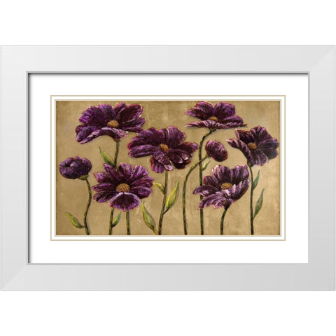 Plum Bliss Handpainted Canvas White Modern Wood Framed Art Print with Double Matting by Art Atelier Alliance