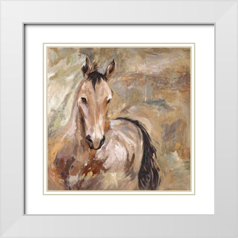 1 Horse White Modern Wood Framed Art Print with Double Matting by Art Atelier Alliance