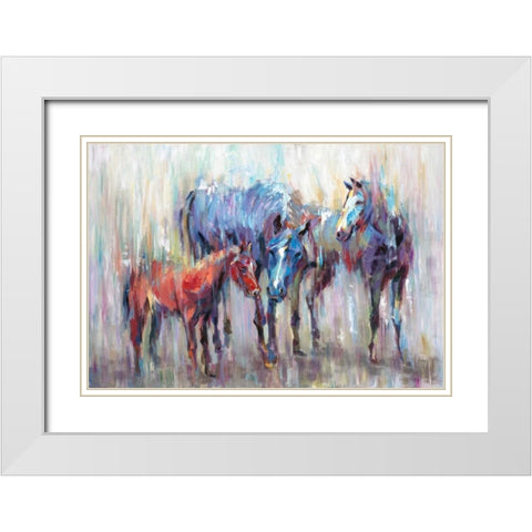 3 Horse 1 White Modern Wood Framed Art Print with Double Matting by Art Atelier Alliance