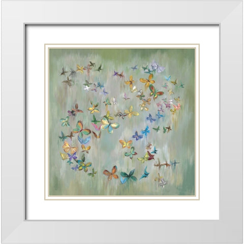 Butterfly Circle 2 White Modern Wood Framed Art Print with Double Matting by Art Atelier Alliance