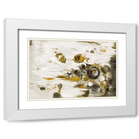 Subdued Circles White Modern Wood Framed Art Print with Double Matting by Art Atelier Alliance