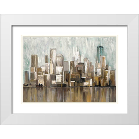 City Scape 2 White Modern Wood Framed Art Print with Double Matting by Art Atelier Alliance