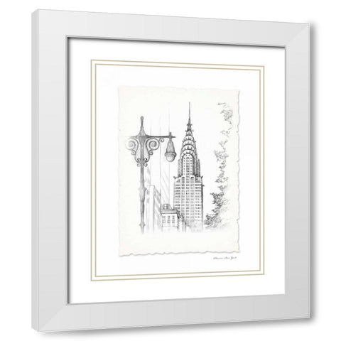 New York Avenue Pen and Ink White Modern Wood Framed Art Print with Double Matting by Art Atelier Alliance