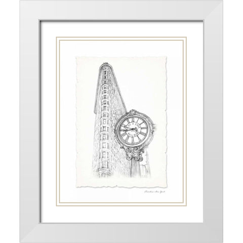 New York Sketch Pen and Ink White Modern Wood Framed Art Print with Double Matting by Art Atelier Alliance
