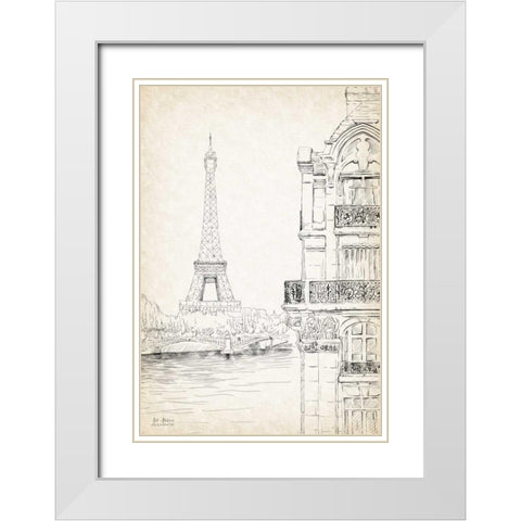 Paris Sketch Book White Modern Wood Framed Art Print with Double Matting by Art Atelier Alliance