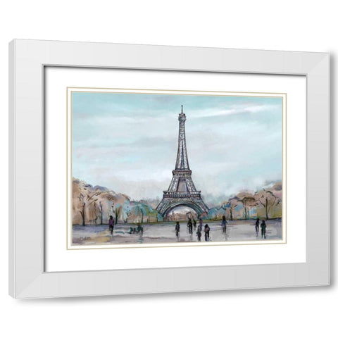 Watercolour Sketch Book Paris White Modern Wood Framed Art Print with Double Matting by Art Atelier Alliance