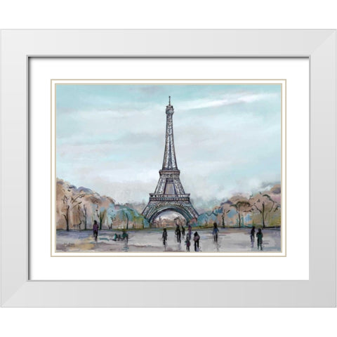 Watercolour Sketch Book Paris White Modern Wood Framed Art Print with Double Matting by Art Atelier Alliance
