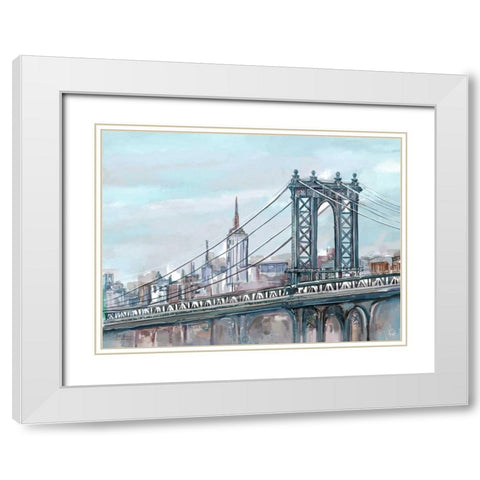 Watercolour Sketch Book New York White Modern Wood Framed Art Print with Double Matting by Art Atelier Alliance