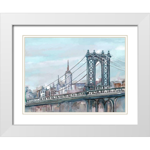Watercolour Sketch Book New York White Modern Wood Framed Art Print with Double Matting by Art Atelier Alliance