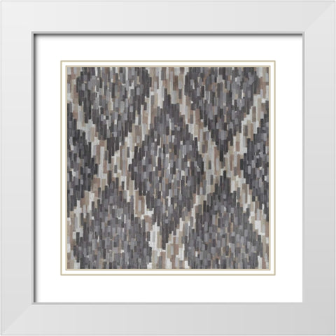 Linear Ikat-Black White Modern Wood Framed Art Print with Double Matting by Art Atelier Alliance