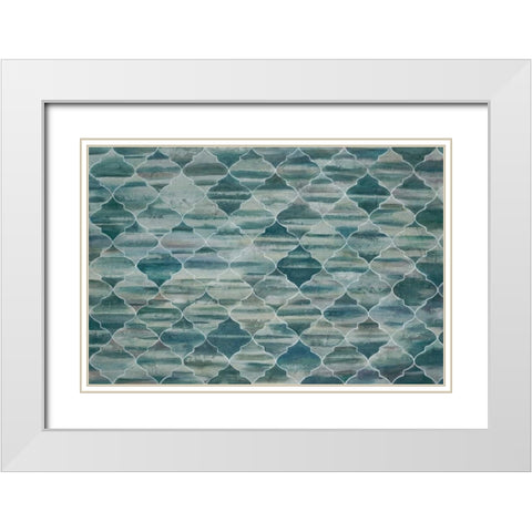 Indigo Lattice White Modern Wood Framed Art Print with Double Matting by Art Atelier Alliance