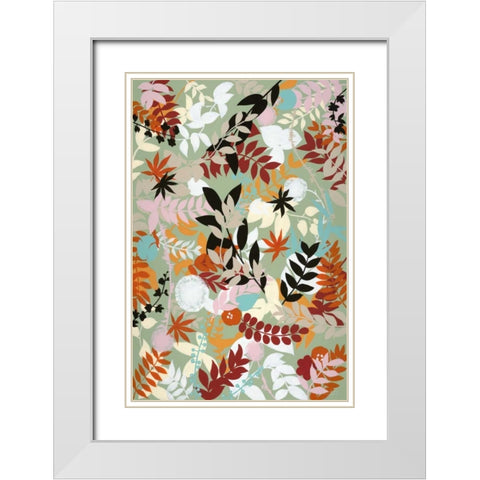 Leaves of Joy 1 White Modern Wood Framed Art Print with Double Matting by Art Atelier Alliance