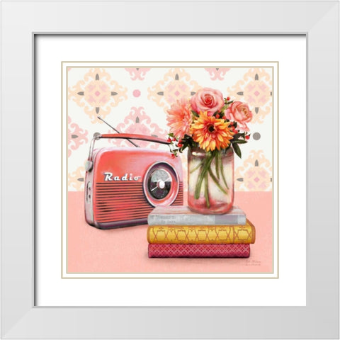 Music To My Ears Vintage Vignette White Modern Wood Framed Art Print with Double Matting by Art Atelier Alliance