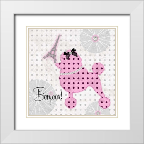 A Pink Poodle Kind of Day White Modern Wood Framed Art Print with Double Matting by Amori, Miyo
